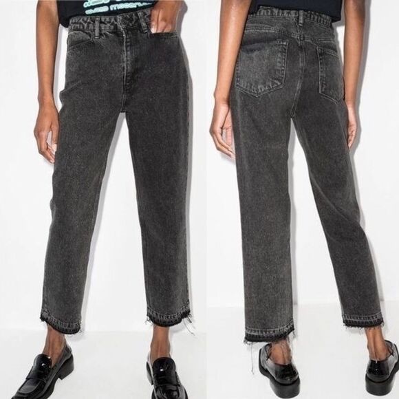 PAIGE Sarah Straight Ankle Jeans - Pricilla (Distressed Black) Wash | Size 30 - Picture 1 of 9
